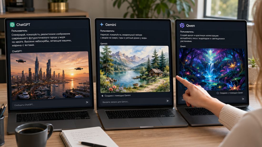 ChatGPT, Gemini и Qwen генерируют изображения бесплатно